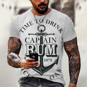 Boat Anchor Print Men's T Shirt Fashion Summer O-Neck Short Sleeve Casual Loose T-Shirt Plus Size XXS-6XL Tees Tops Men Clothing